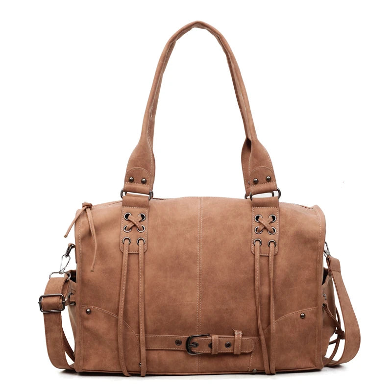 Women’s Vintage Washed Denim Shoulder Bag with Chain Details