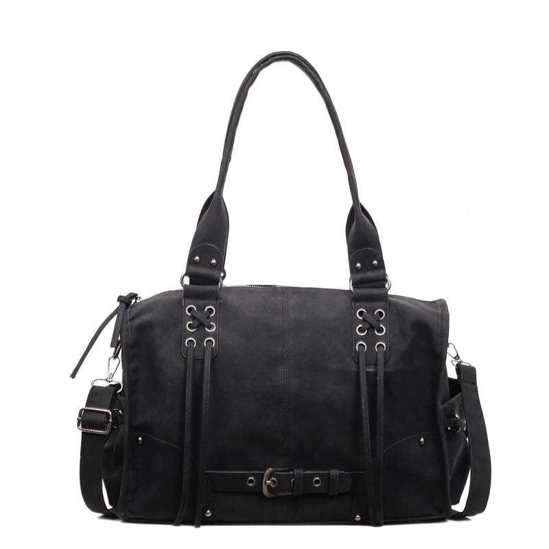 Women’s Vintage Washed Denim Shoulder Bag with Chain Details