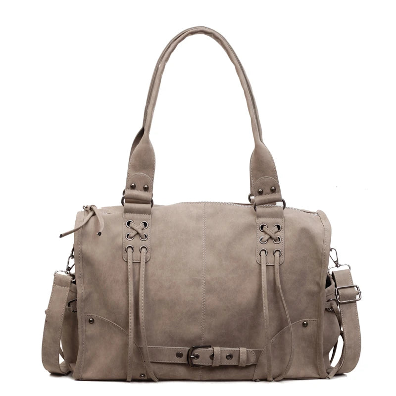 Women’s Vintage Washed Denim Shoulder Bag with Chain Details