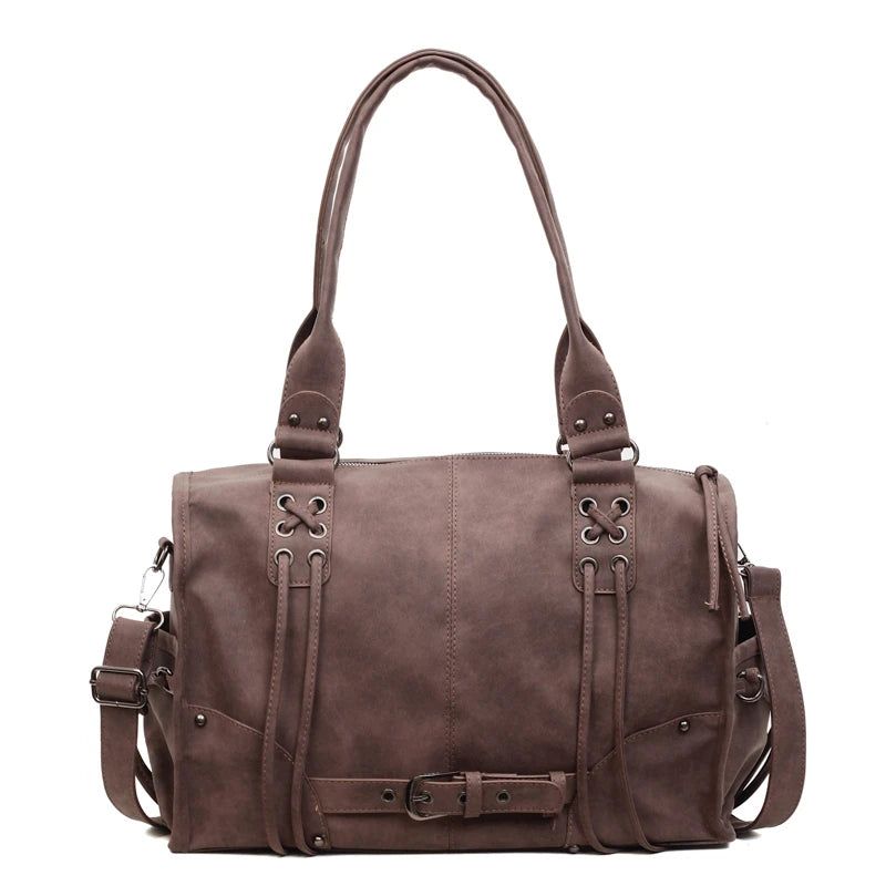 Women’s Vintage Washed Denim Shoulder Bag with Chain Details