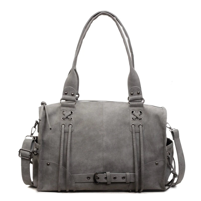 Women’s Vintage Washed Denim Shoulder Bag with Chain Details